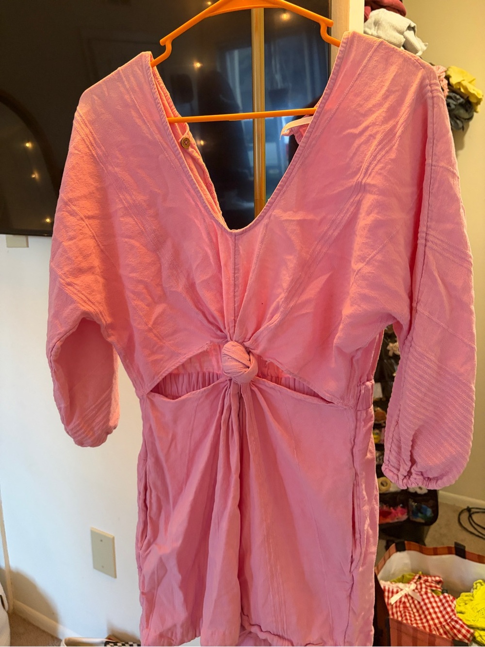 Free People Pink Knot-Front Romper